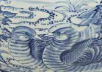 A Chinese Blue and White Porcelain Jardiniere with Undertray