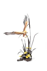 A Boehm Porcelain Marsh Harrier with Waterlillies — 20TH CENTURY