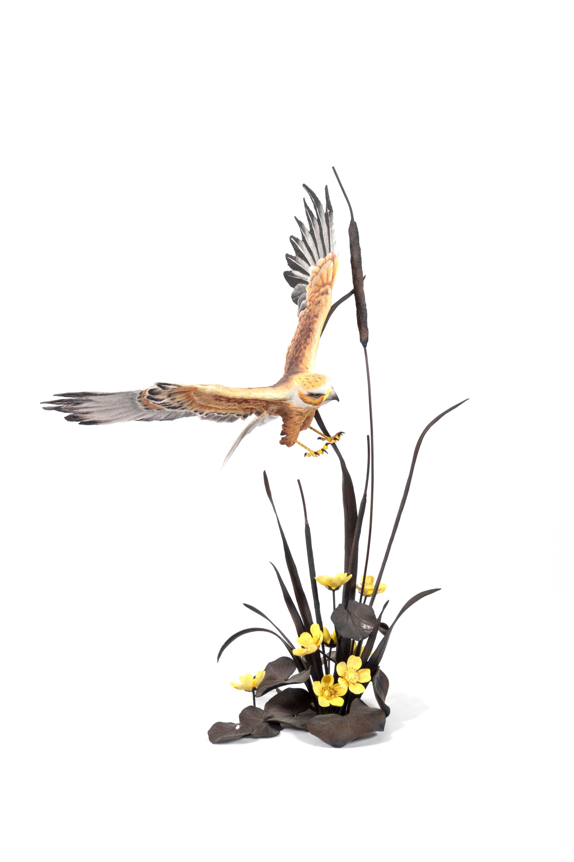 A Boehm Porcelain Marsh Harrier with Waterlillies — 20TH CENTURY