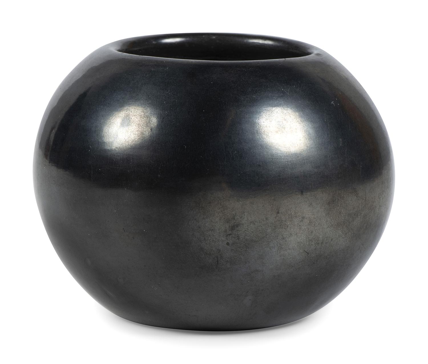 Blackware Pottery Bowl, with Gunmetal Finish