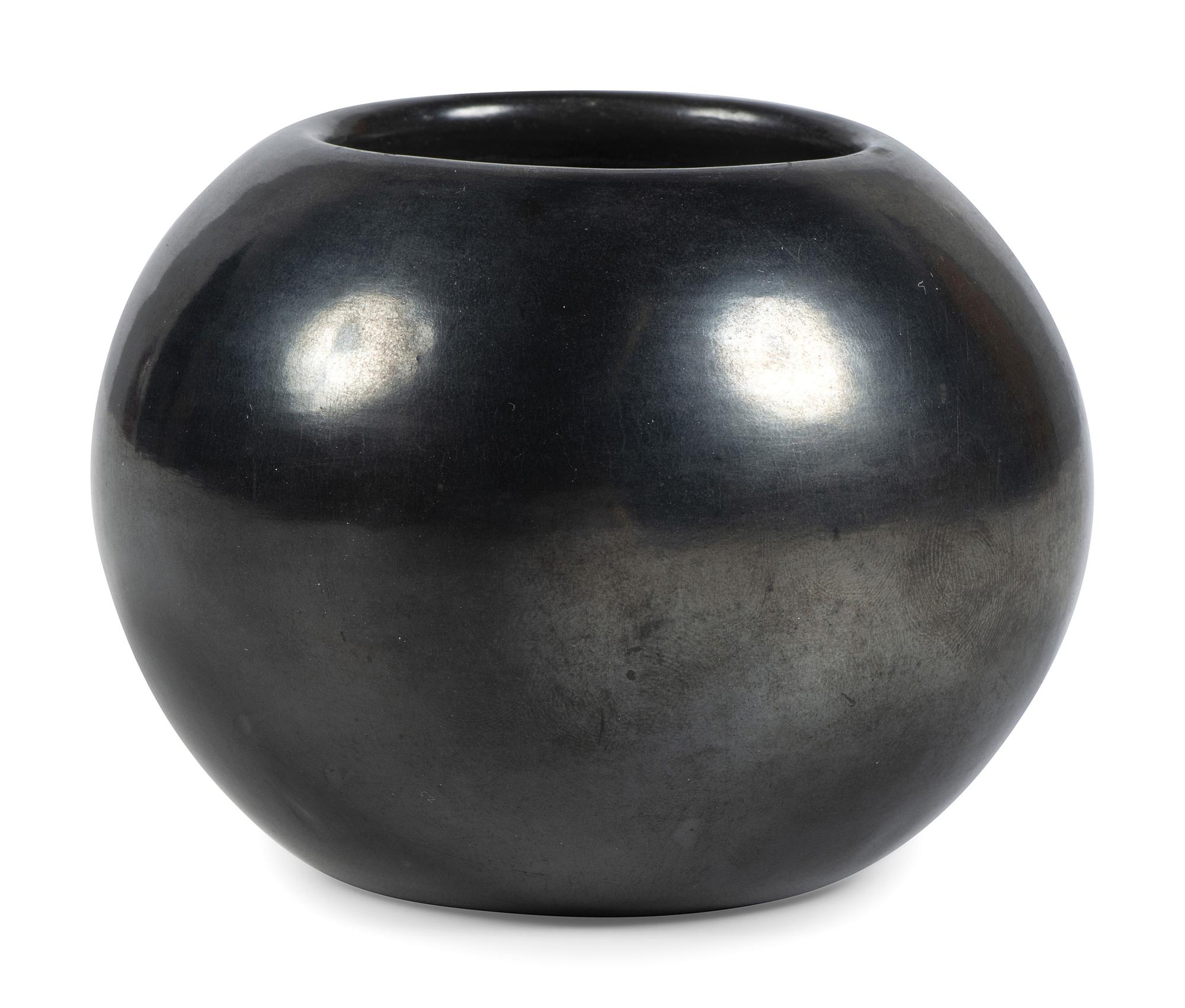 Blackware Pottery Bowl, with Gunmetal Finish