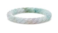 A Carved Jadeite Jade Bangle,