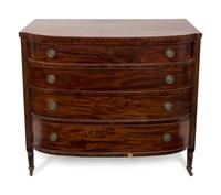 A Federal Style Mahogany Bow Front Chest of Four Drawers — 19TH CENTURY