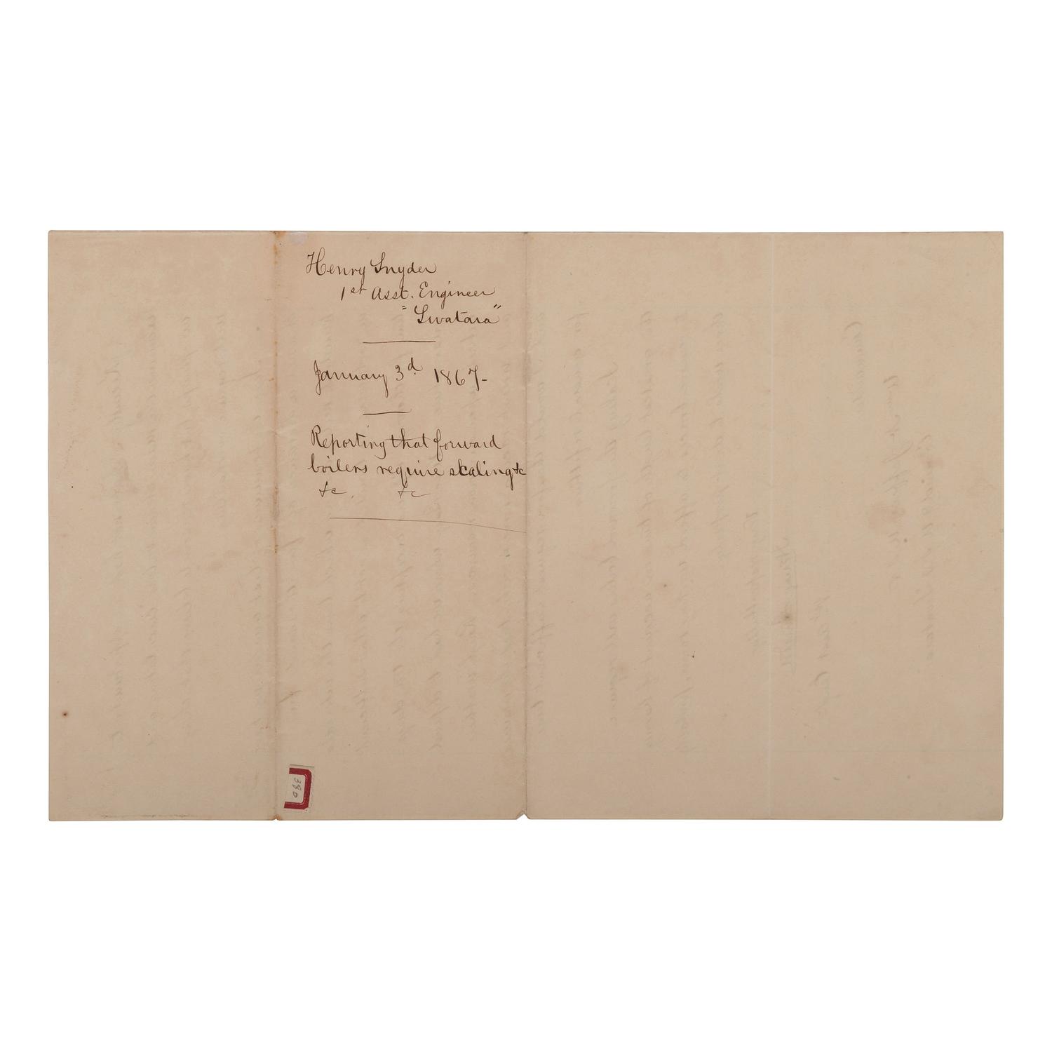 [CIVIL WAR] - [LINCOLN ASSASSINATION]. A group of 3 documents related to the Lincoln kidnapping and assassination plot, and the USS Swatara's pursuit of an alleged conspirator, comprising: