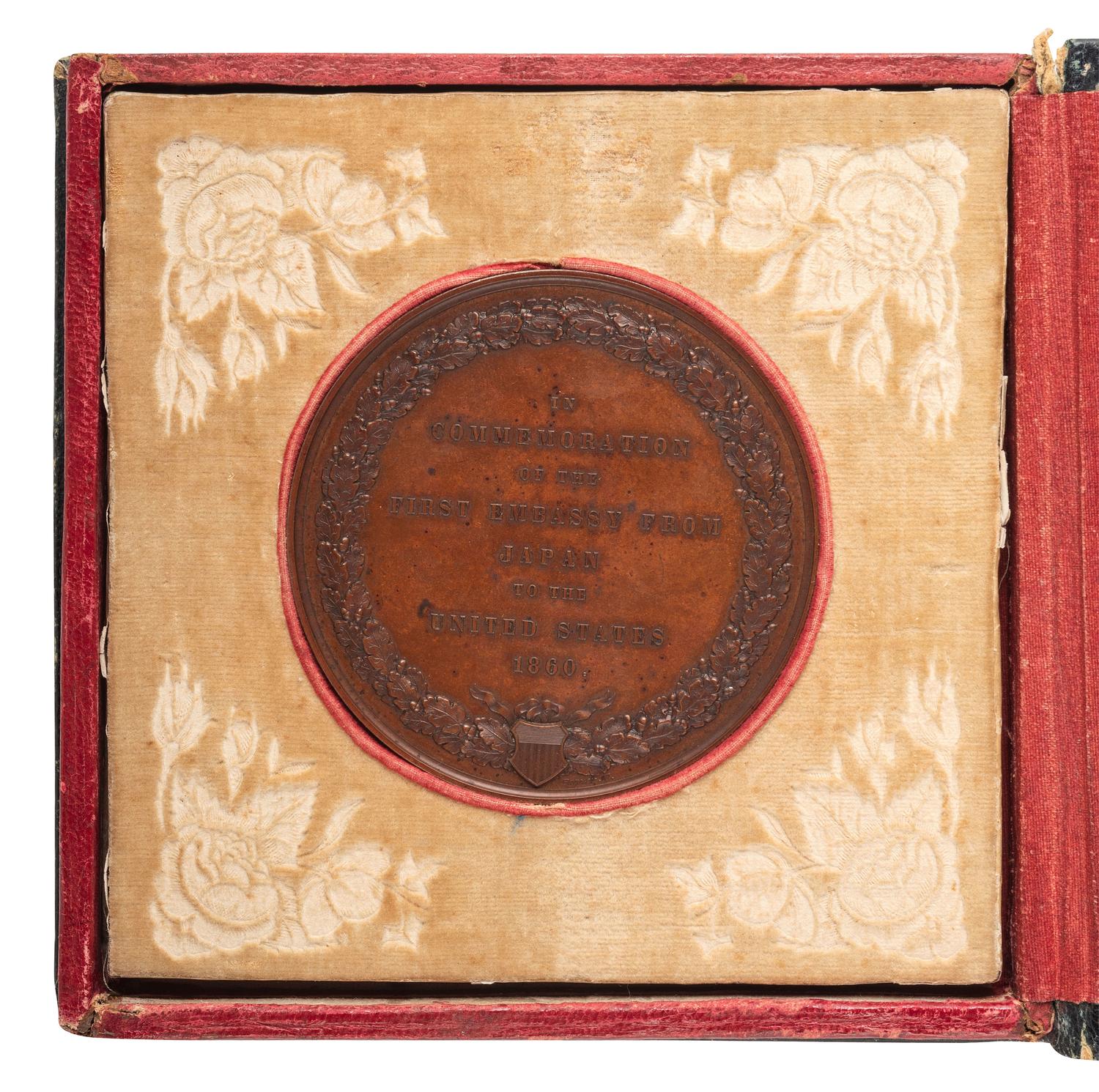 [BUCHANAN, James (1791-1868)]. Bronze Japanese Embassy medal in original presentation box. 1860.