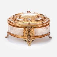 A Renaissance Revival etched glass, enamel, and gilt metal mounted casket Probably Austrian, late 19th / early 20th century
