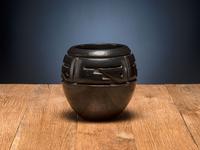 Deeply Carved Blackware Pottery Jar