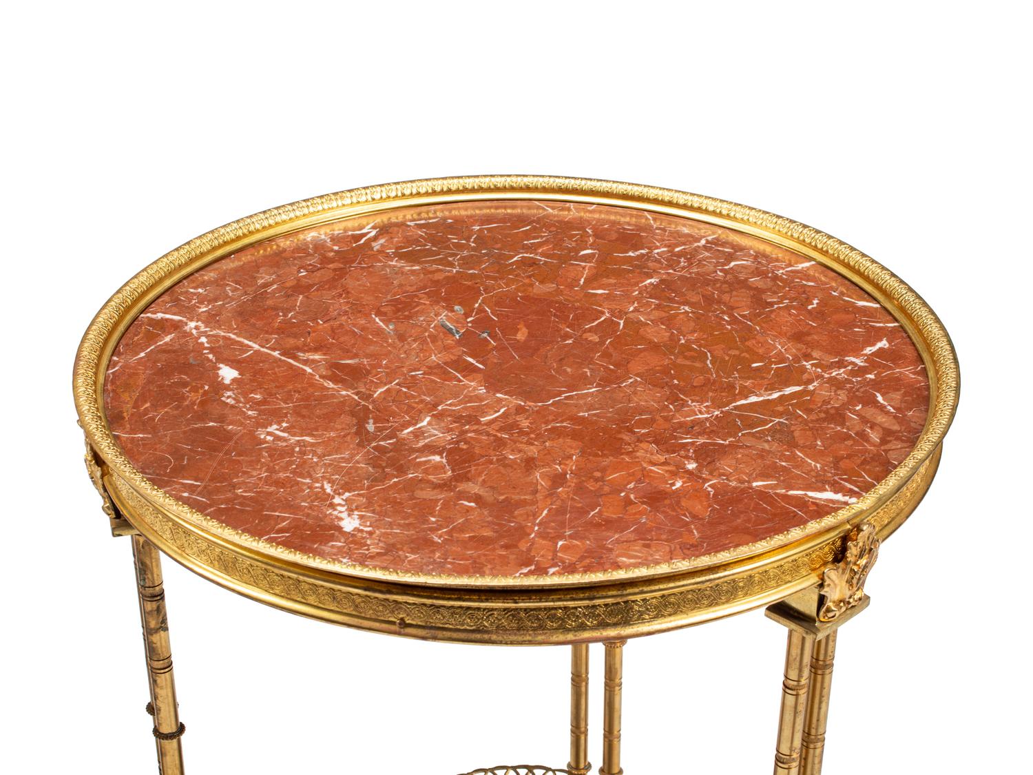 A Pair of Gilt Bronze and Marble Side Tables