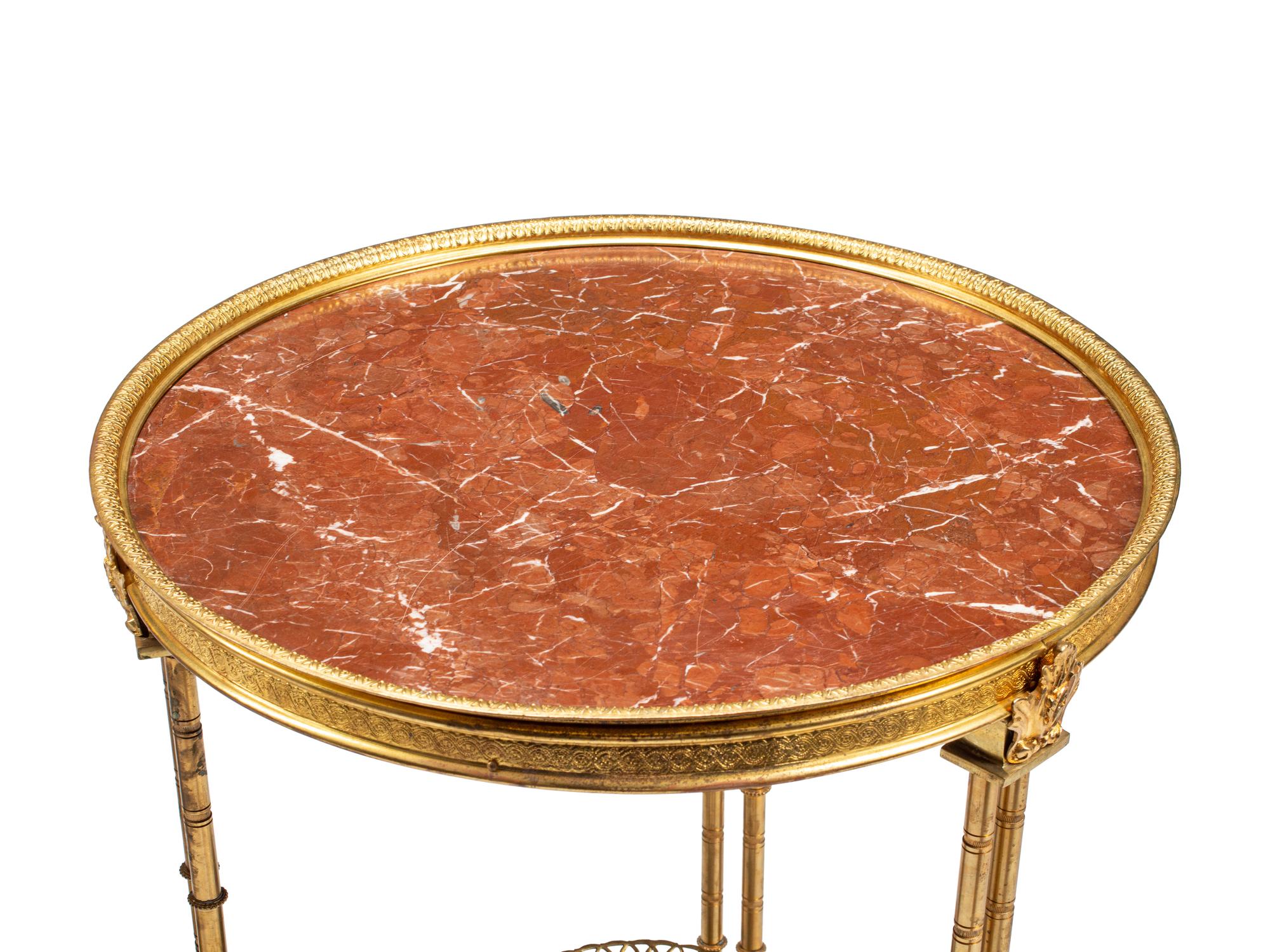 A Pair of Gilt Bronze and Marble Side Tables