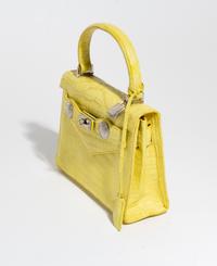 A Gianni Versace Yellow Crocodile Handbag, 7.75" x 5.5" x 2.5"; Handle drop: 3".