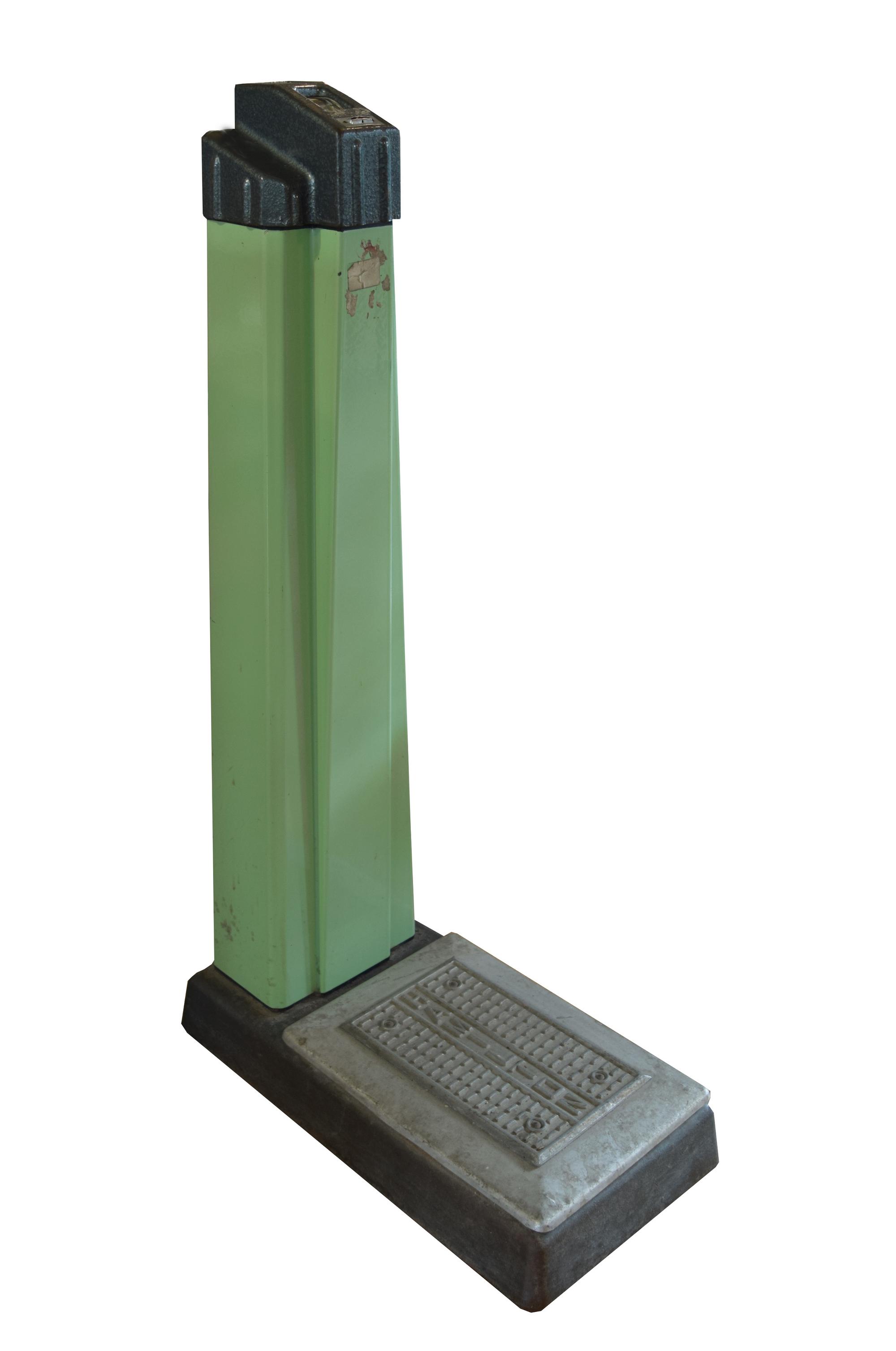 An Art Deco Stand-Up Scale 11" W x 21.5" D x 40.5" H — United States, Circa 1920