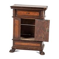 An English Tulip Inlaid Oak Cabinet