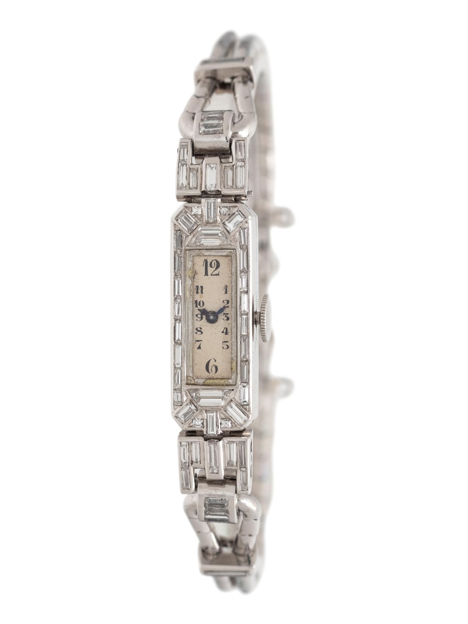 ART DECO, PLATINUM AND DIAMOND WATCH