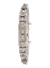 ART DECO, PLATINUM AND DIAMOND WATCH
