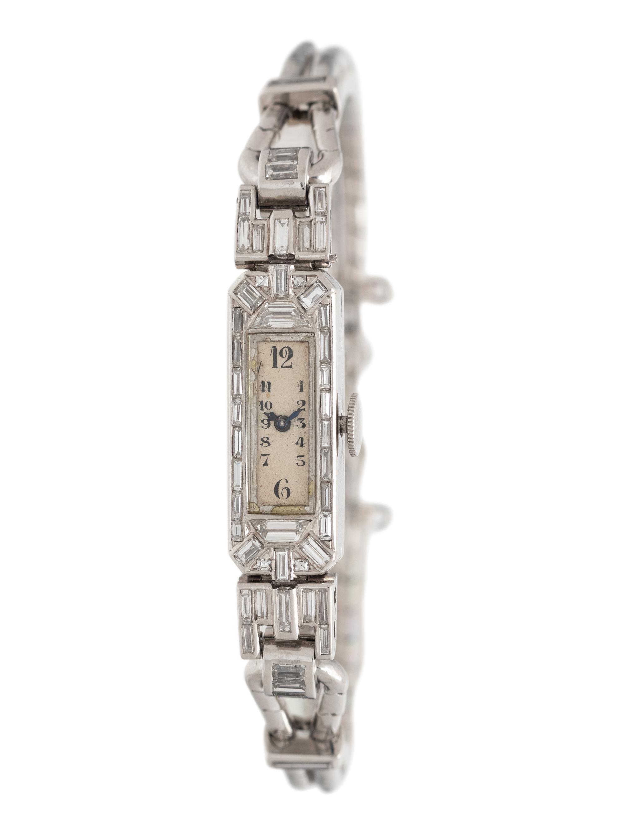 ART DECO, PLATINUM AND DIAMOND WATCH