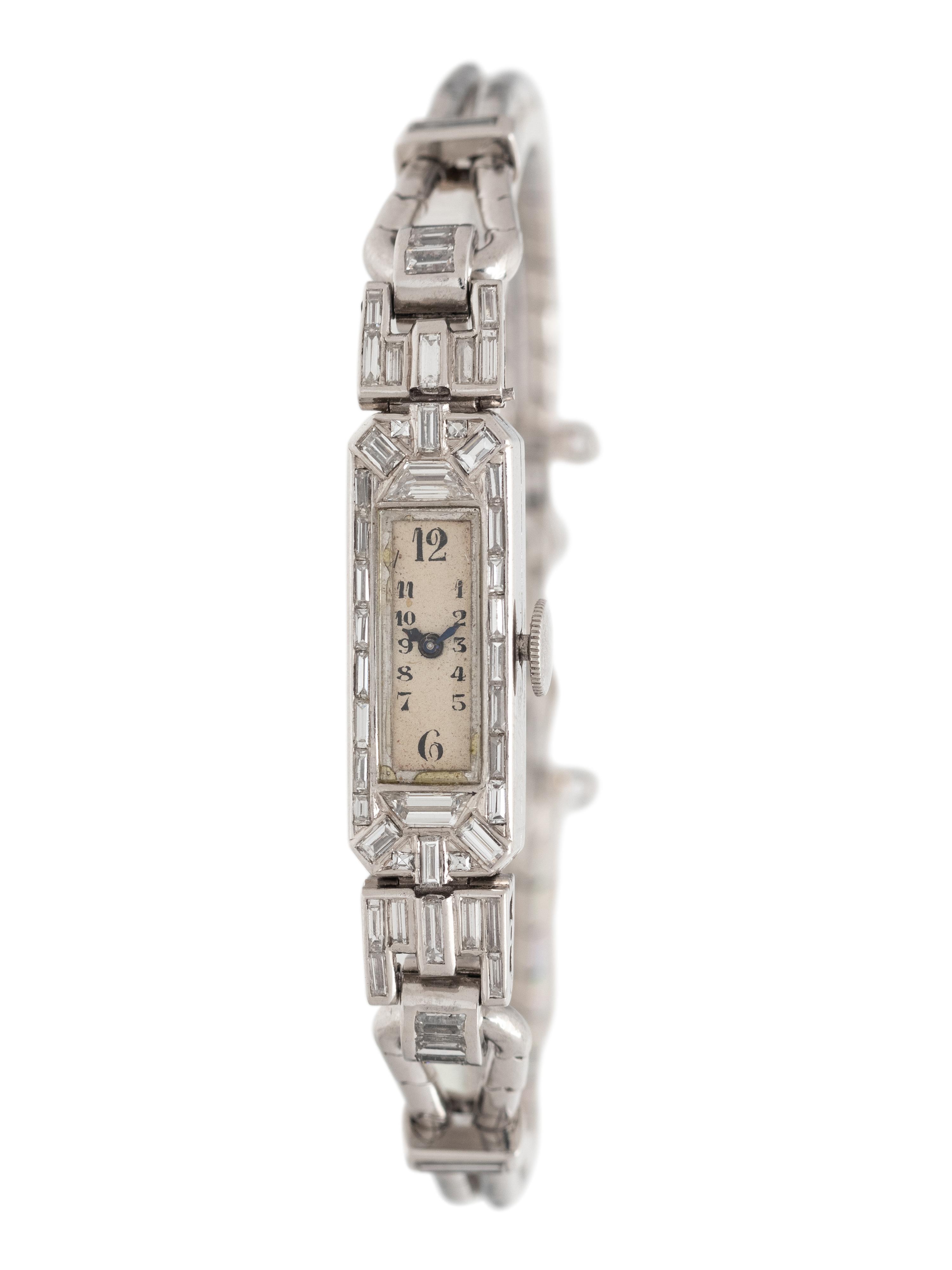 ART DECO, PLATINUM AND DIAMOND WATCH