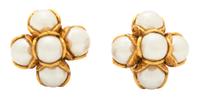 A Chanel Faux Pearl and Gripoix Demi Parure, Earclips: 1" diameter; Necklace: 82".