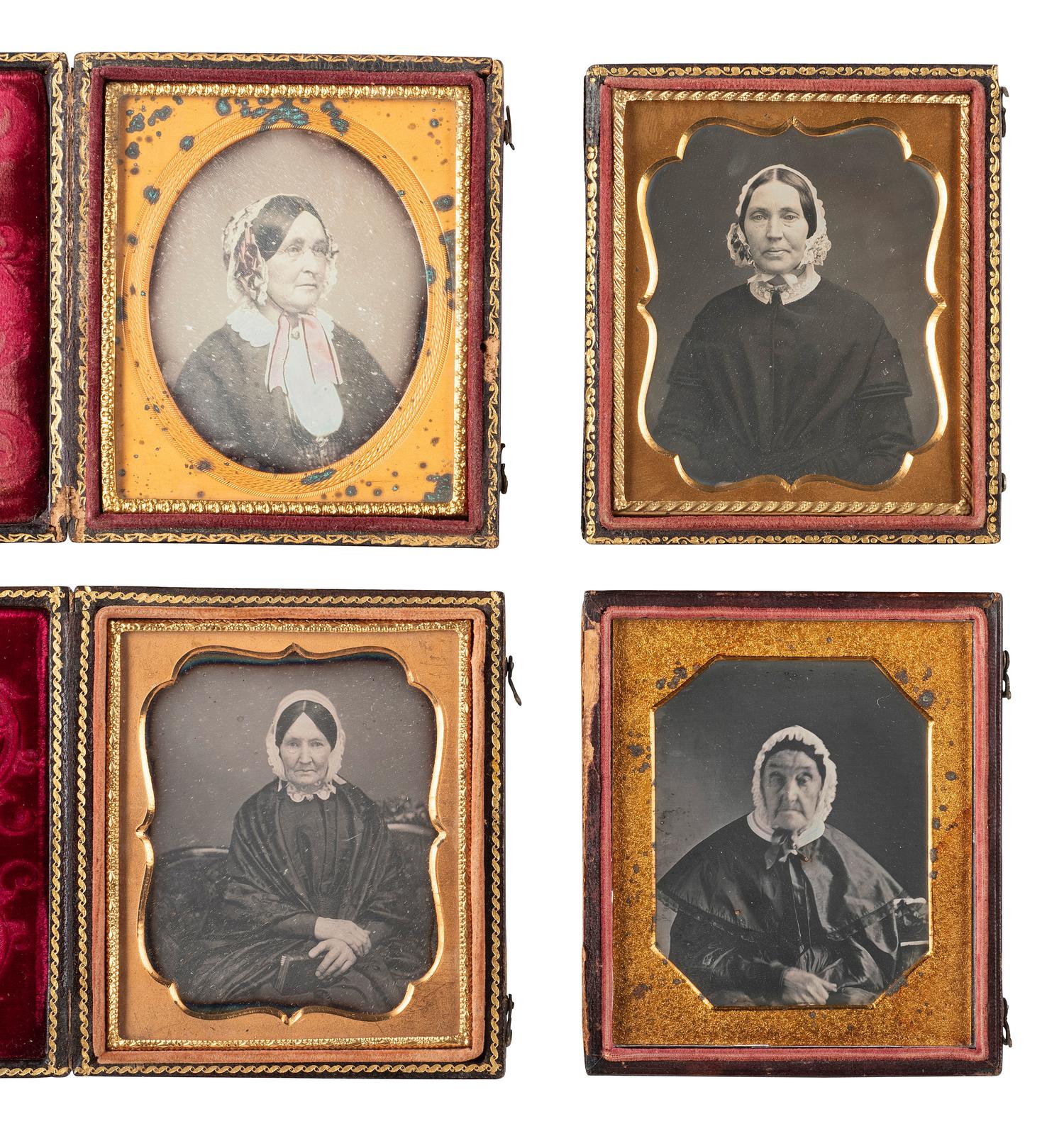 [EARLY PHOTOGRAPHY]. A group of 35 sixth plate daguerreotypes of aged women.