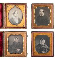 [EARLY PHOTOGRAPHY]. A group of 35 sixth plate daguerreotypes of aged women.