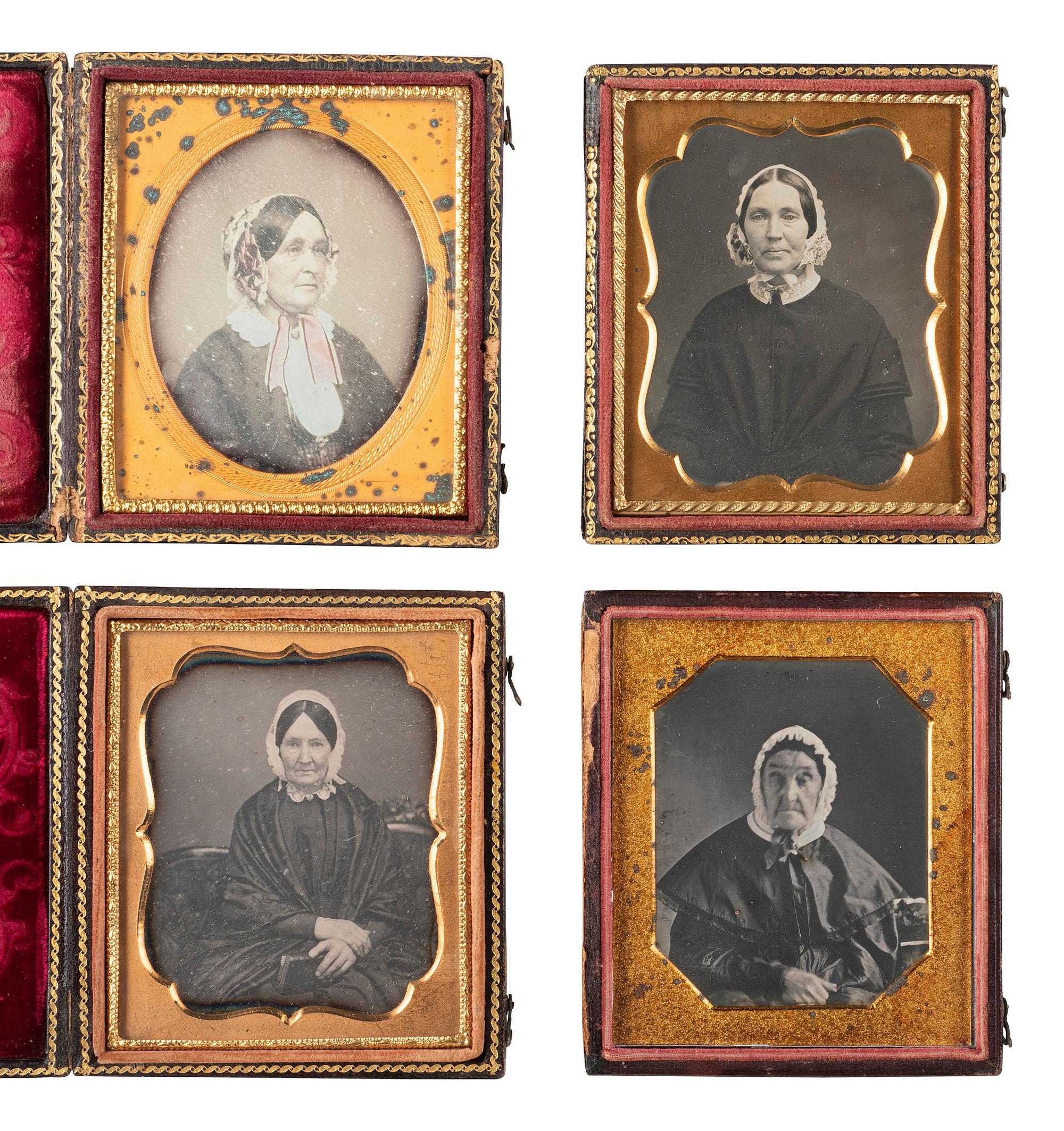 [EARLY PHOTOGRAPHY]. A group of 35 sixth plate daguerreotypes of aged women.