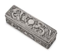 A Chinese Export Silver Rectangular Box and Cover