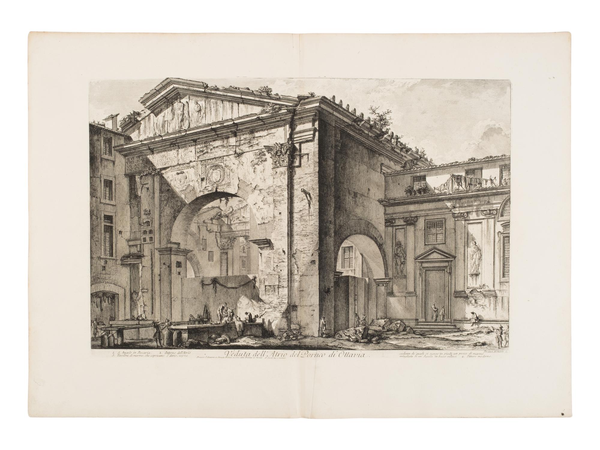[Prints] Piranesi, Giovanni Battista. Group of 12 Etchings — 1) Veduta dell'atrio del portico