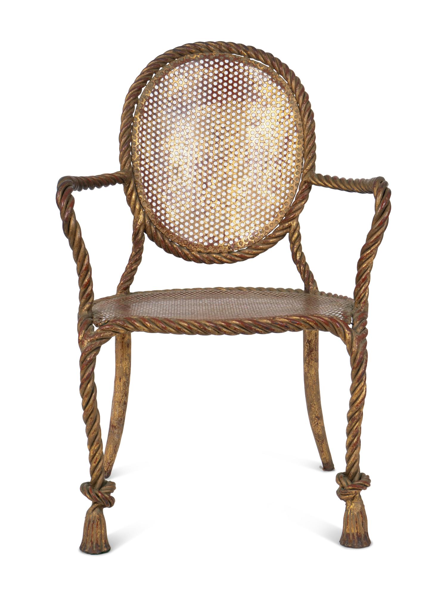 A Napoleon III Style Gilt-Metal Rope and Tassel Fauteuil — 20TH CENTURY