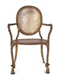 A Napoleon III Style Gilt-Metal Rope and Tassel Fauteuil — 20TH CENTURY