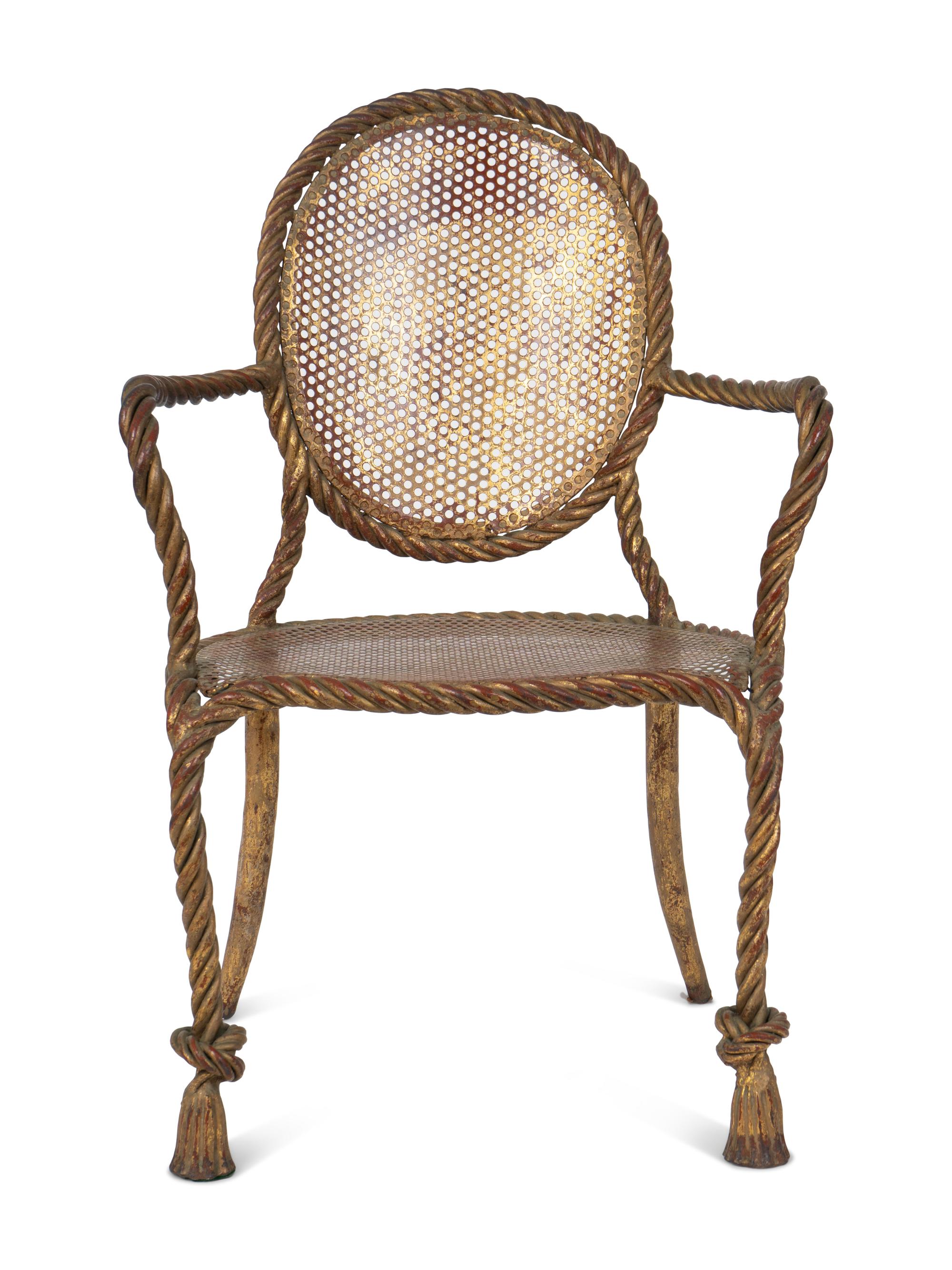 A Napoleon III Style Gilt-Metal Rope and Tassel Fauteuil — 20TH CENTURY
