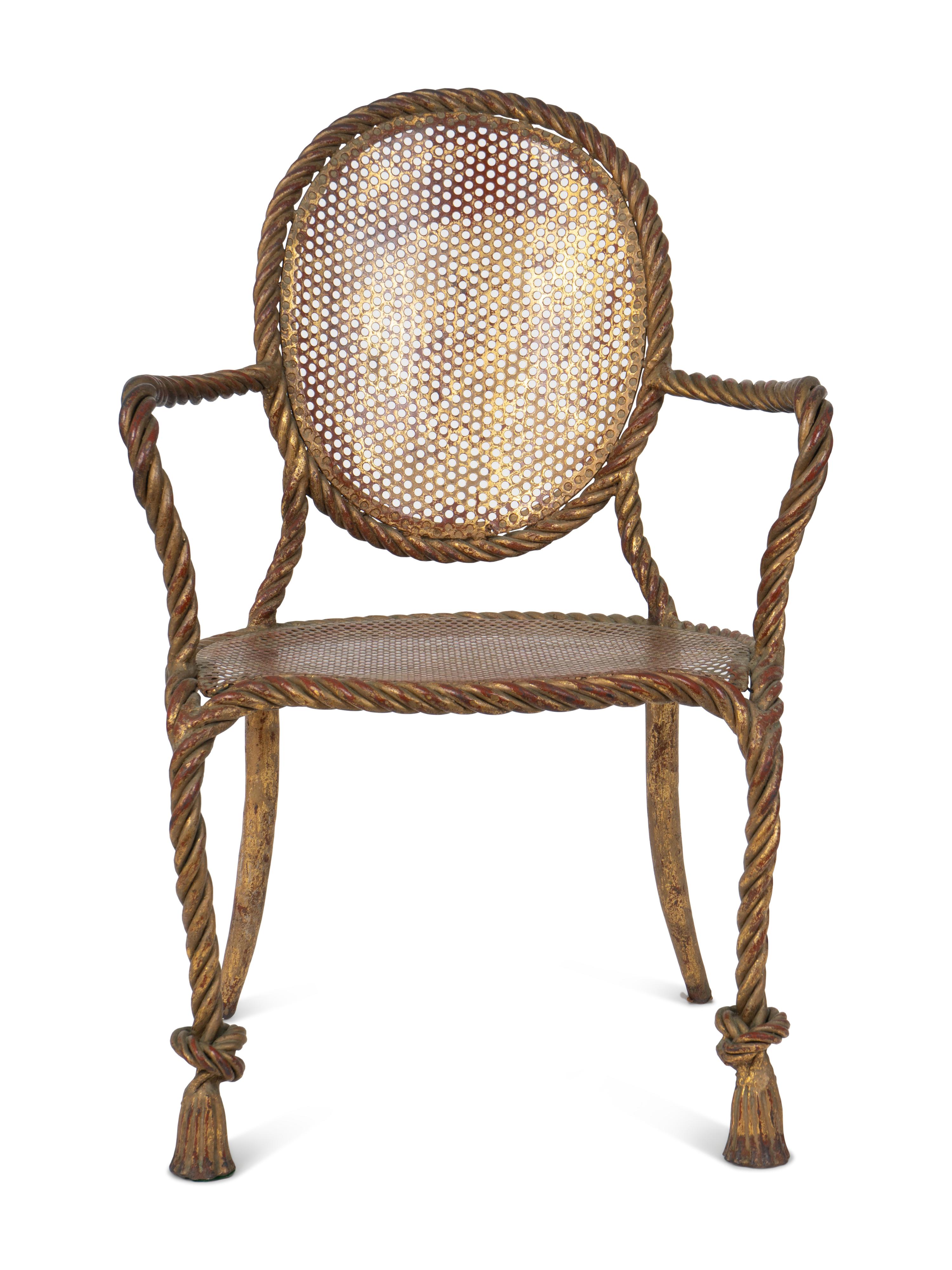 A Napoleon III Style Gilt-Metal Rope and Tassel Fauteuil — 20TH CENTURY