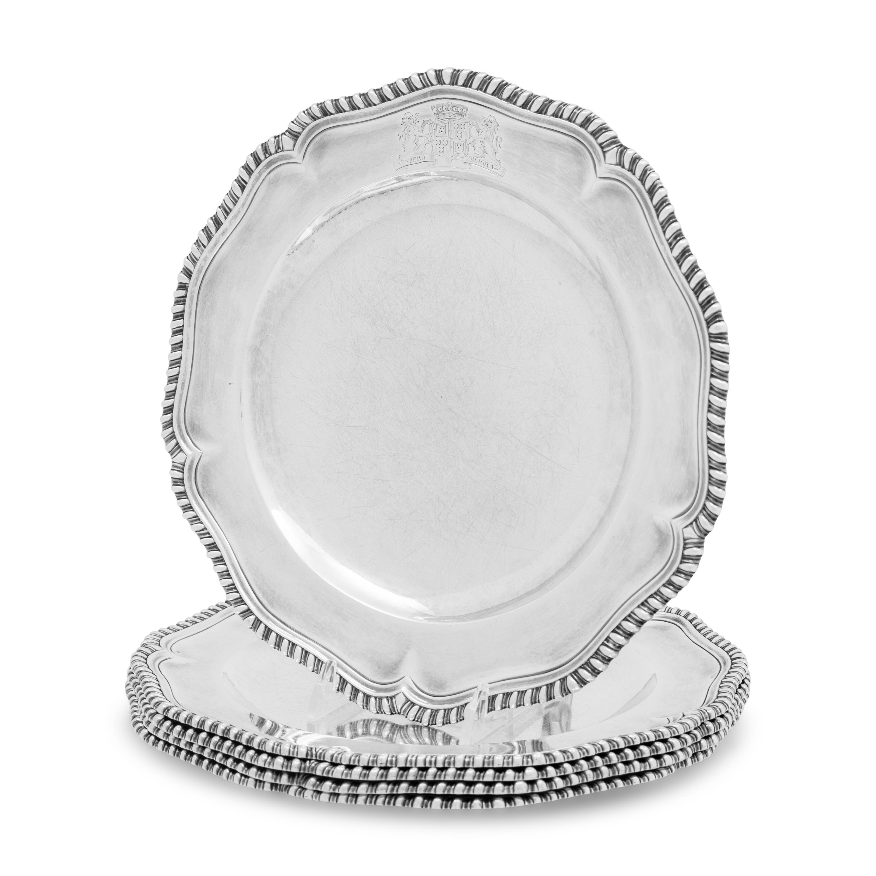 A Set of Five George II Silver Plates