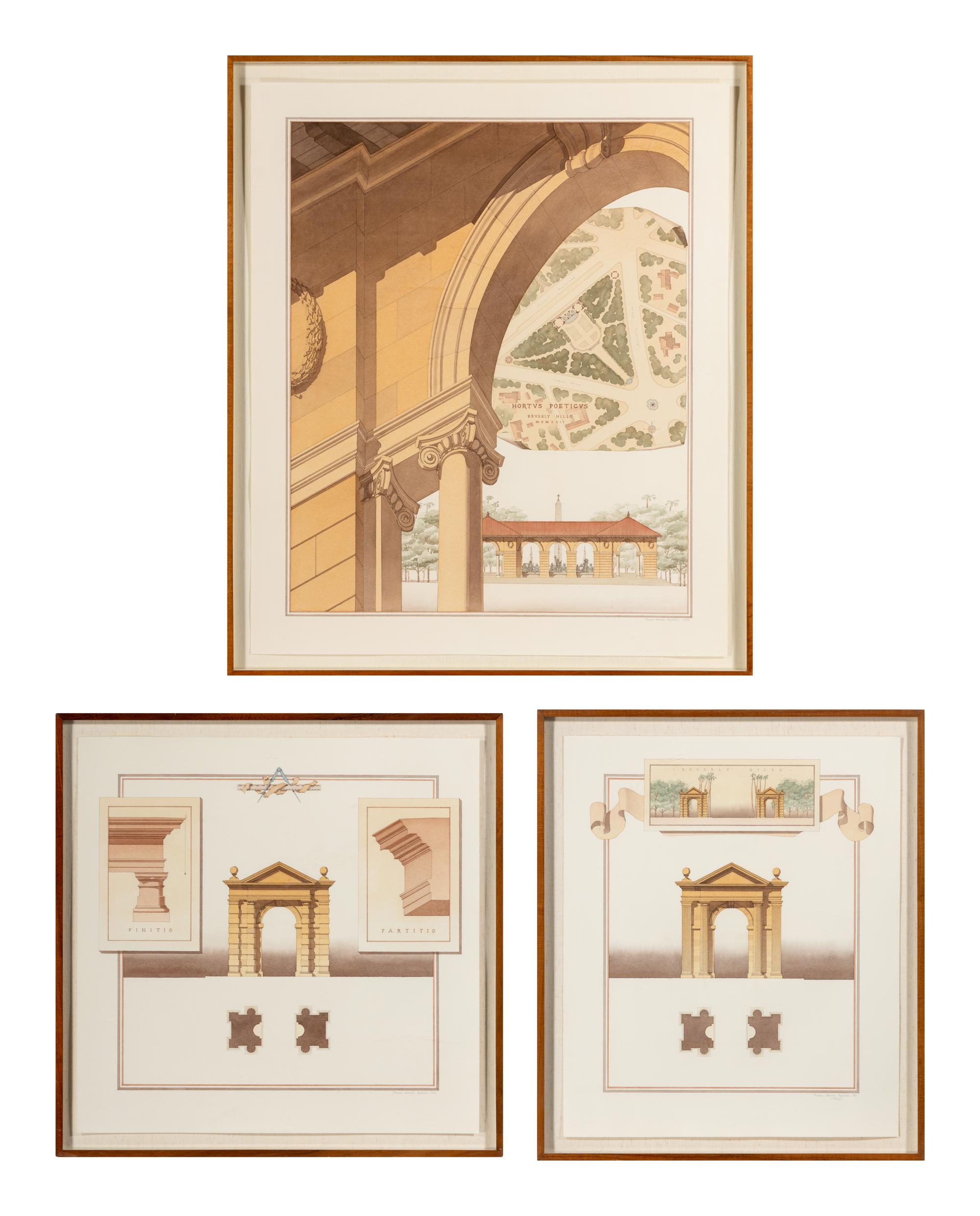 A Group of Three Thomas Rajkovich Architectural Prints