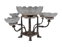 A Sheffield Plate and Cut Glass Epergne