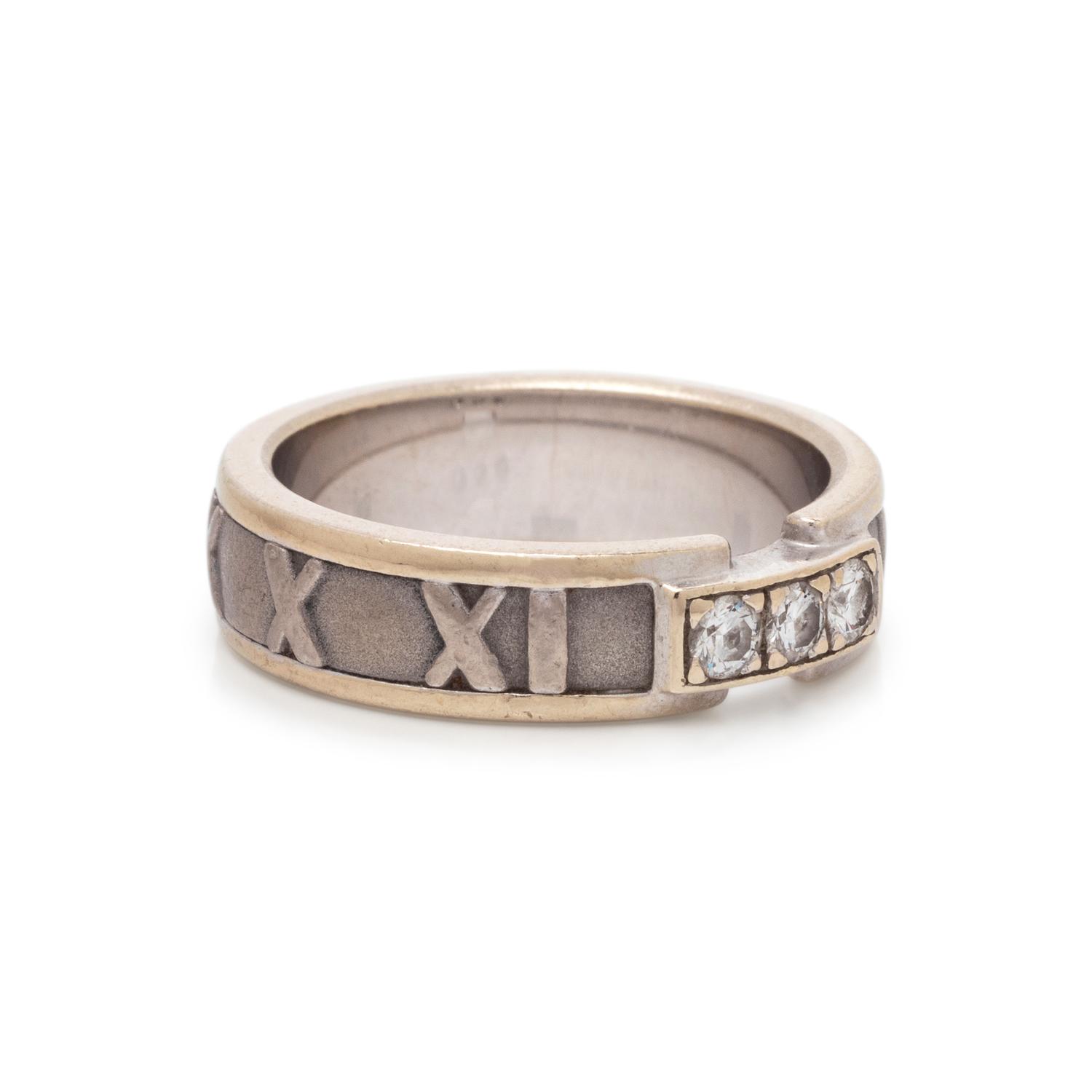 TIFFANY & CO., WHITE GOLD AND DIAMOND 'ATLAS' RING
