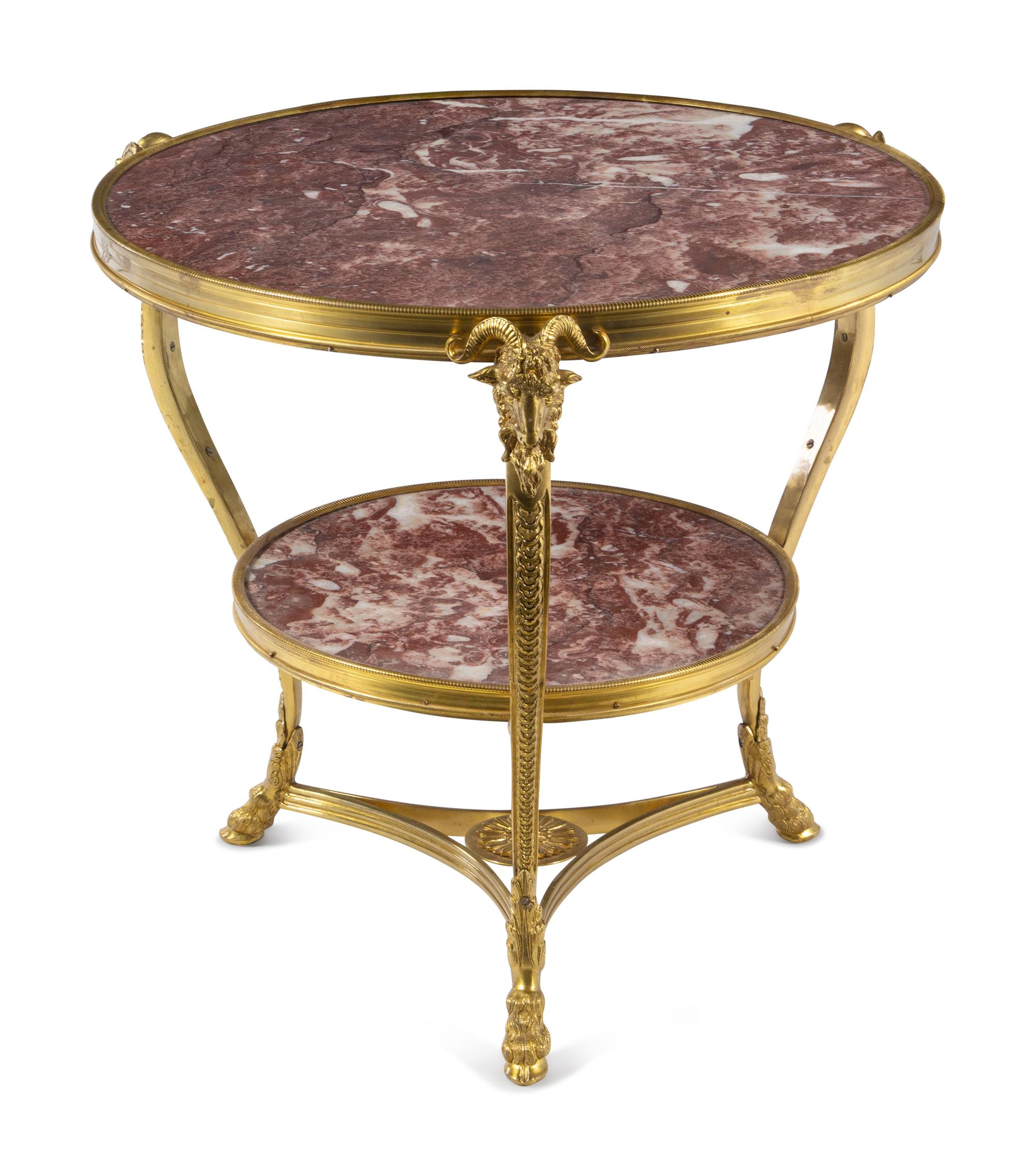 A French Neoclassical Style Gilt Bronze and Marble Guéridon