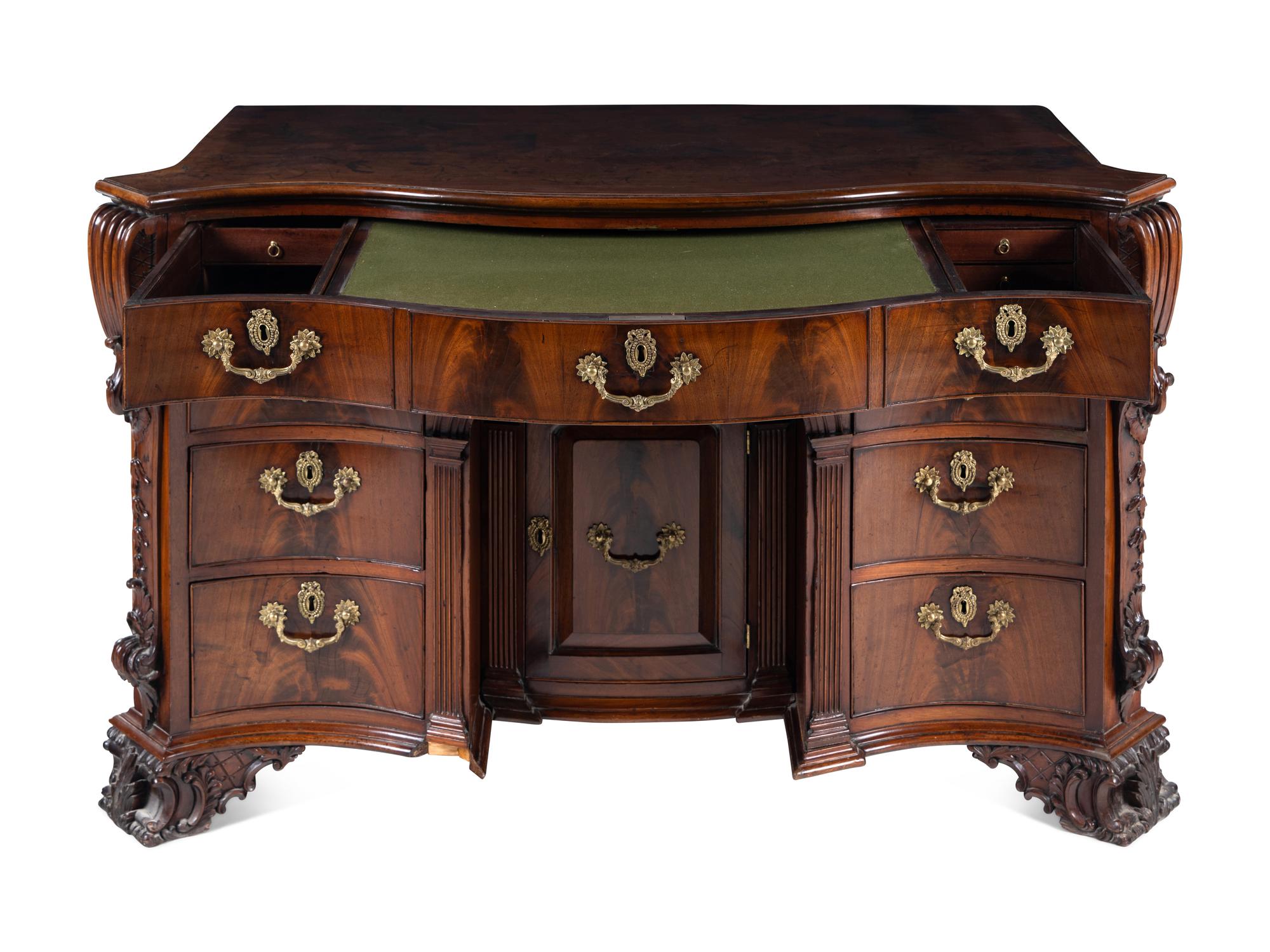 A George III Mahogany Knee-Hole Bureau