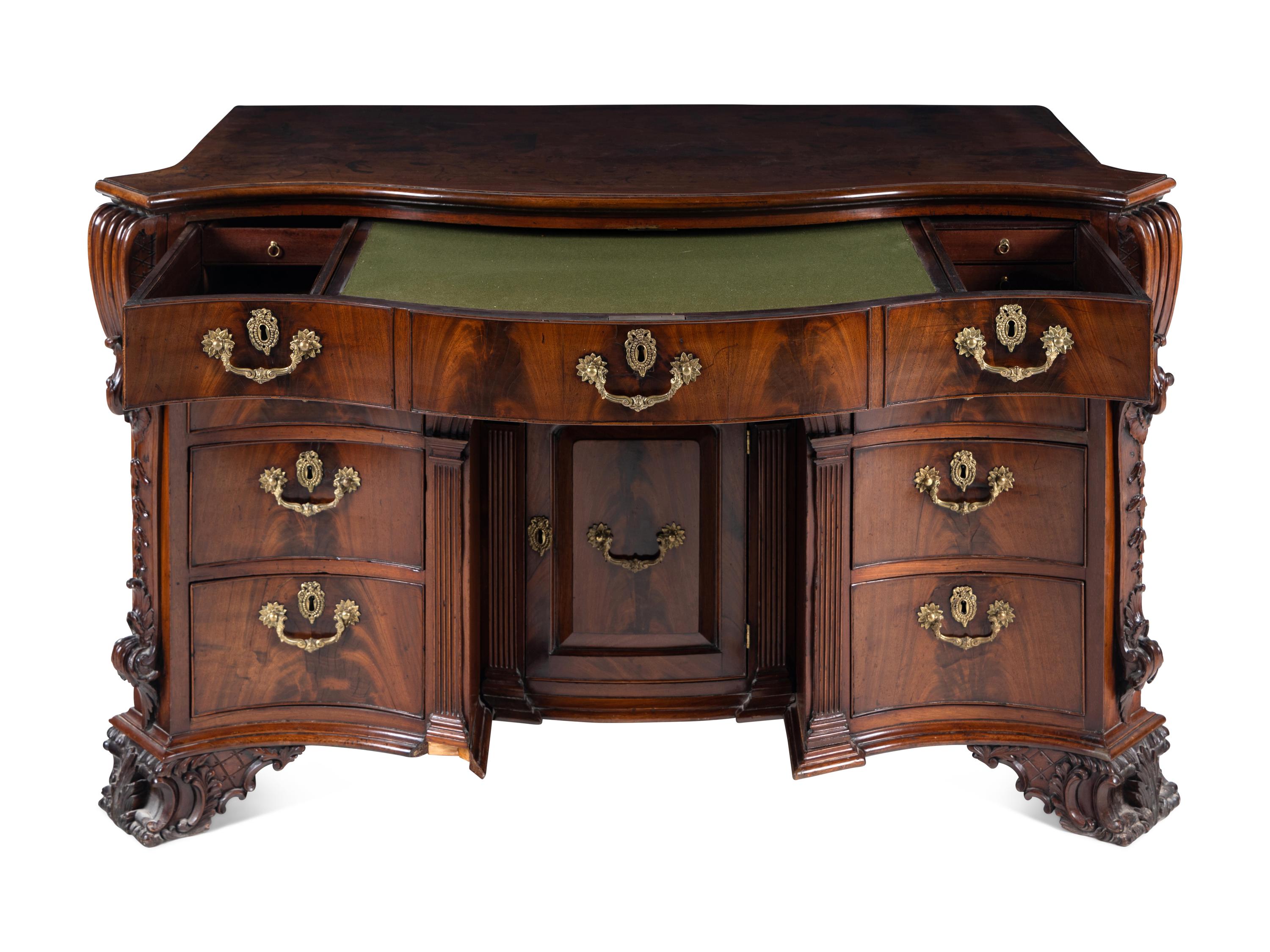 A George III Mahogany Knee-Hole Bureau