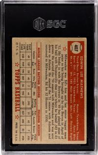 A 1952 Topps Eddie Mathews High Number Rookie Baseball Card No. 407 (SGC 3.5 VG+)