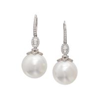 DIAMOND AND CULTURED PEARL EARRINGS