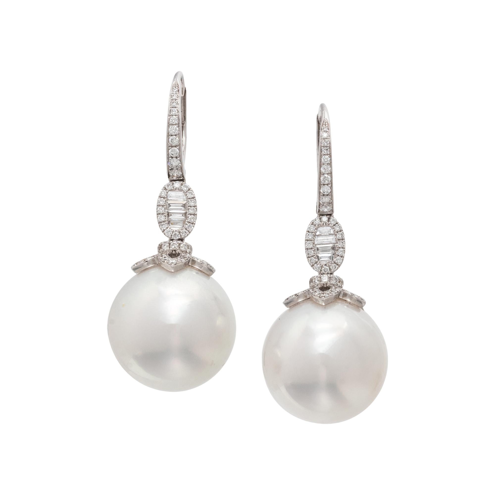 DIAMOND AND CULTURED PEARL EARRINGS