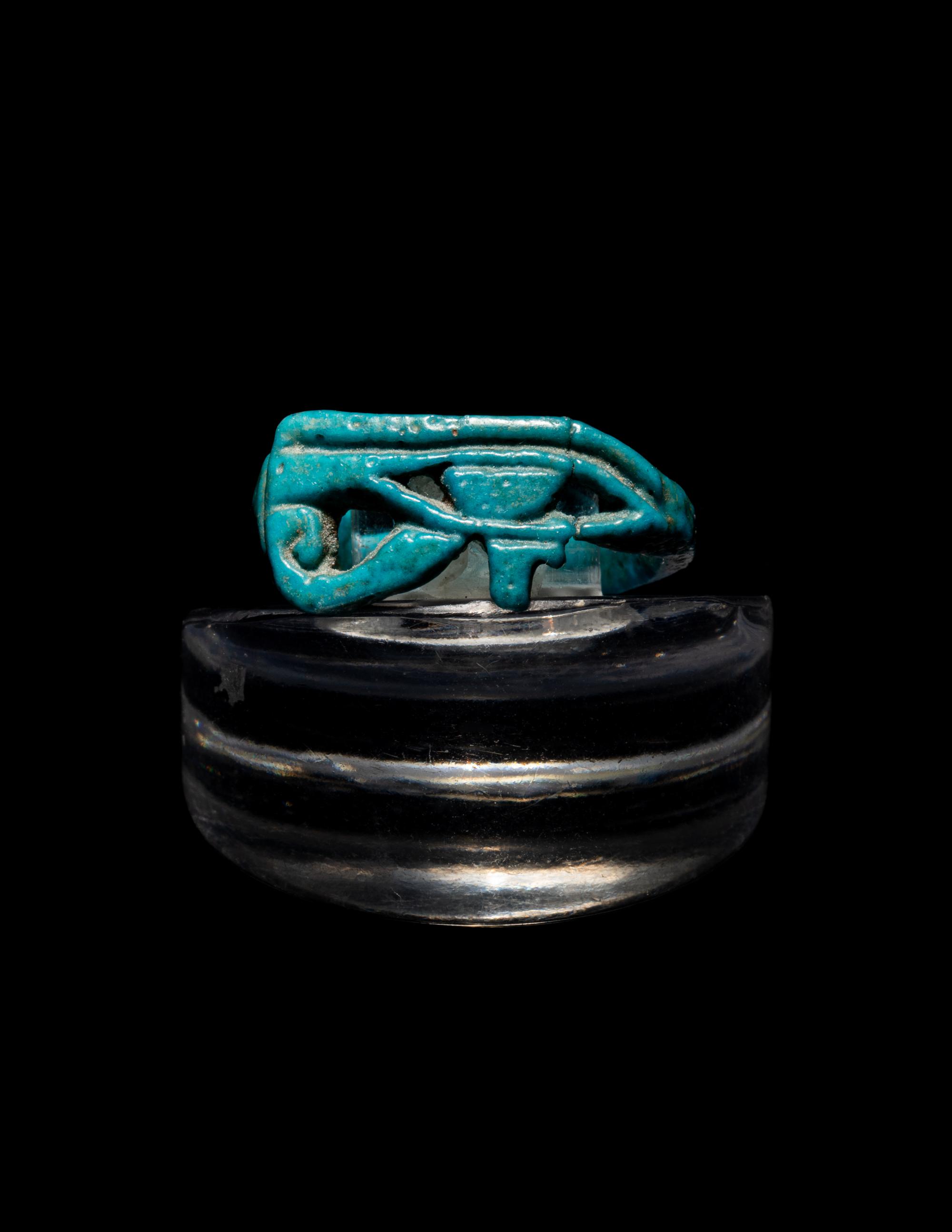 An Egyptian Faience Finger Ring with a Wadjet Eye