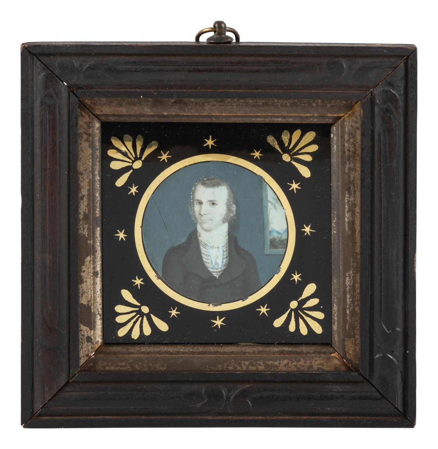 A Miniature Watercolor Portrait of a Gentleman