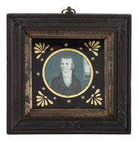 A Miniature Watercolor Portrait of a Gentleman