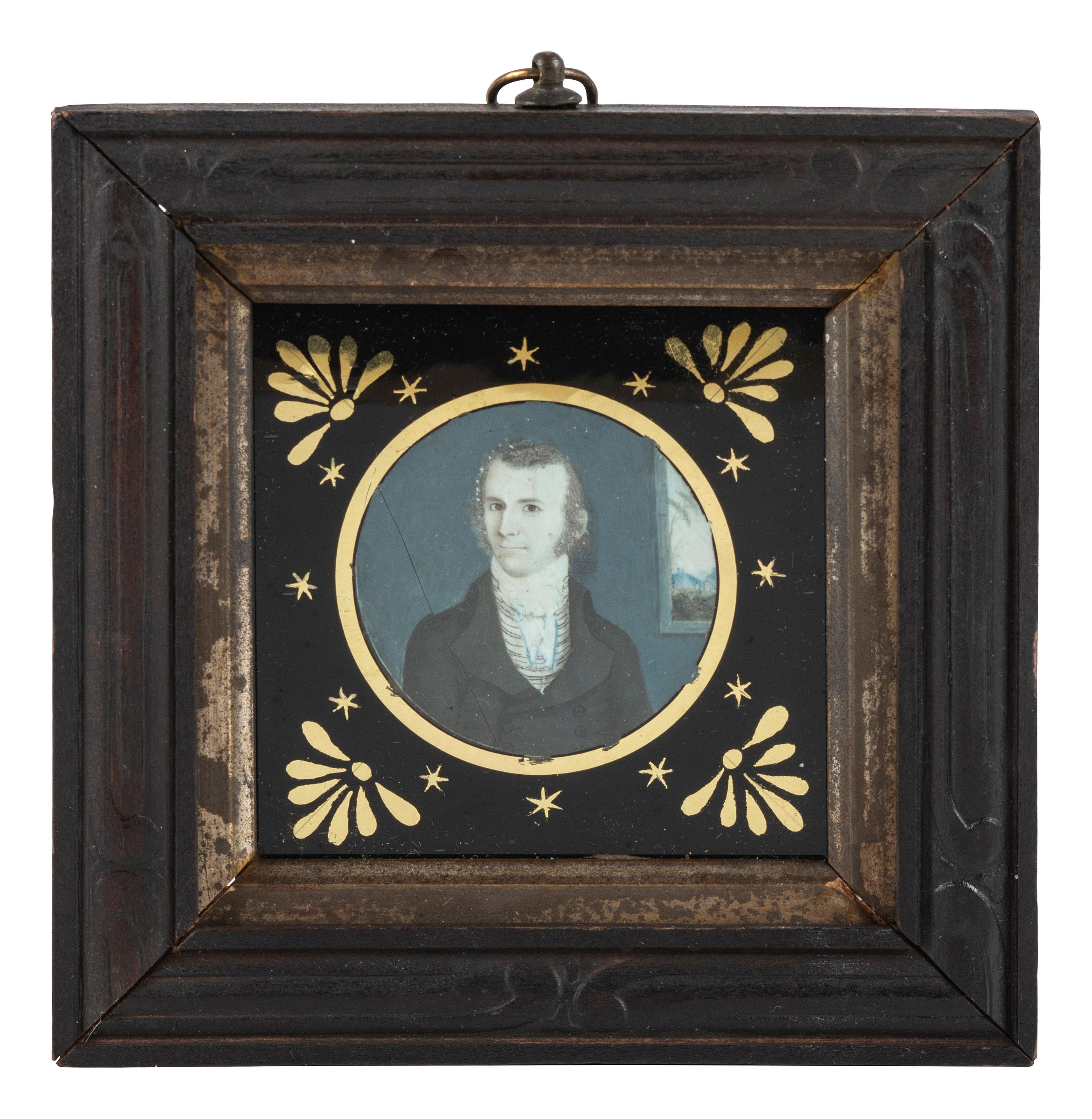 A Miniature Watercolor Portrait of a Gentleman