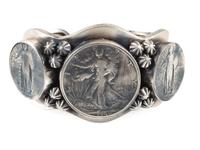 Sterling Silver and Silver Dollar Cuff Bracelet