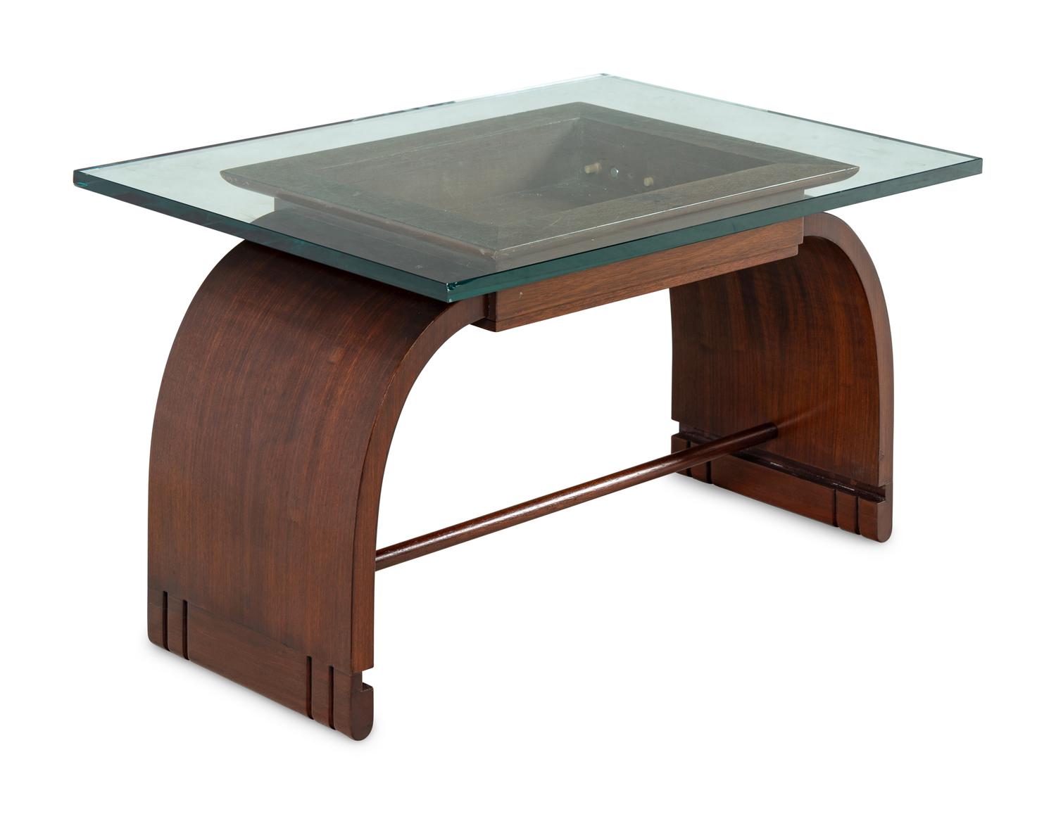 An Art Deco Style Mahogany and Glass Low Table