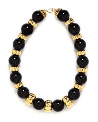 An 18 Karat Yellow Gold and Onyx Bead Necklace, 120.28 dwts.