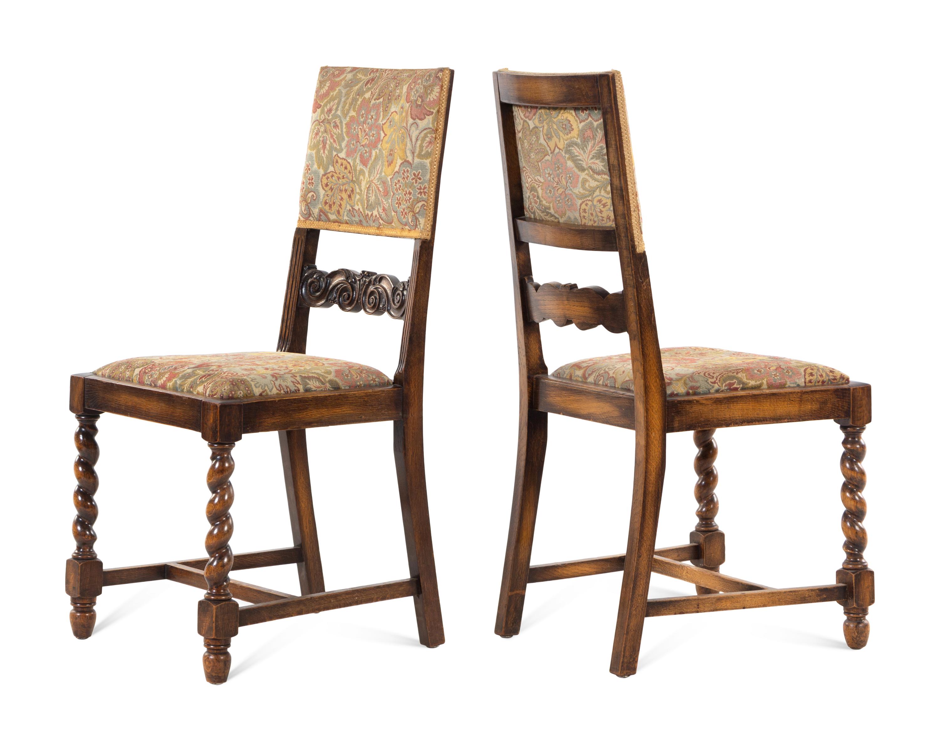 A Set of Six Renaissance Revival Oak Side Chairs