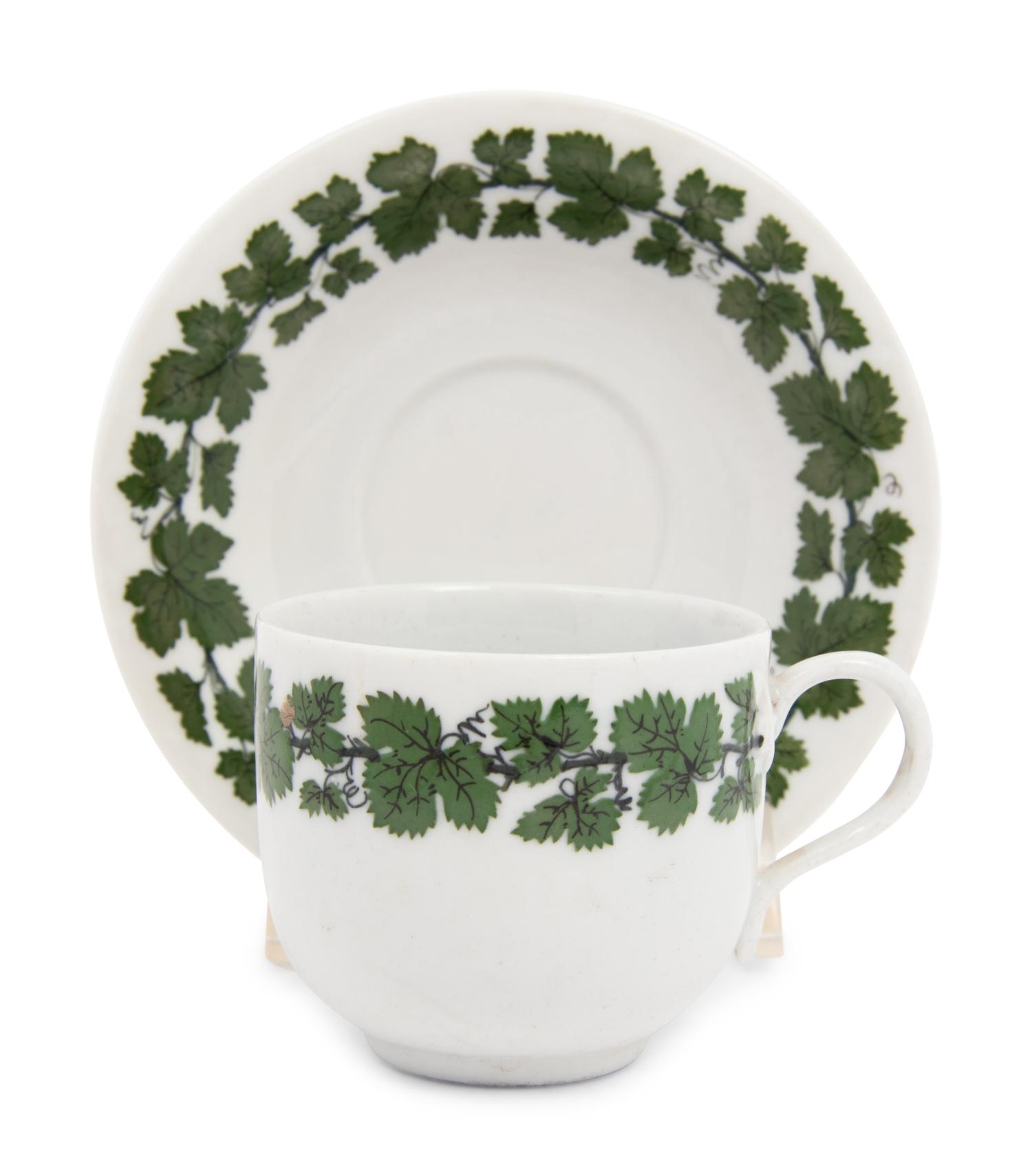 A Meissen Green Vine Porcelain Tea Service