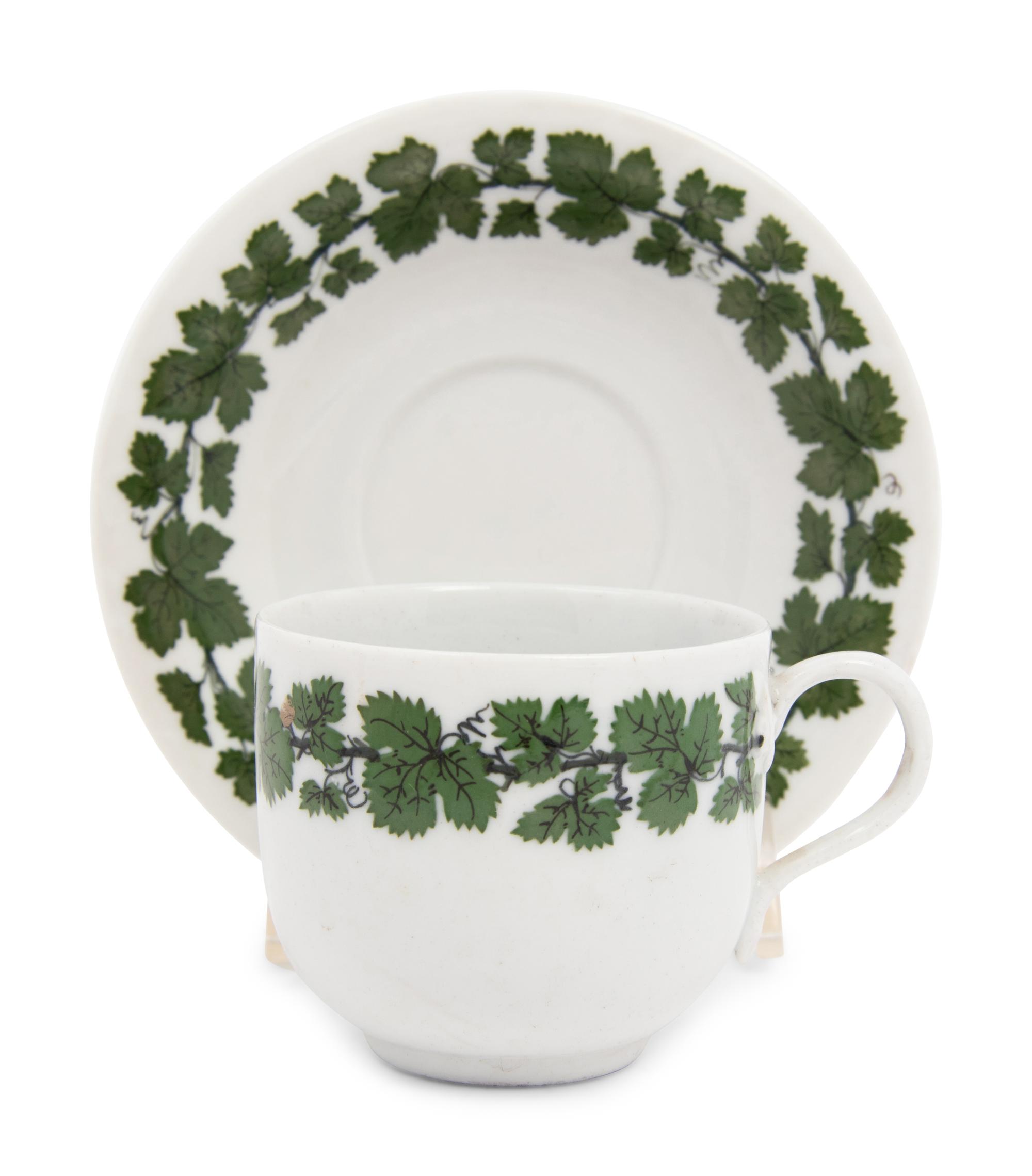 A Meissen Green Vine Porcelain Tea Service